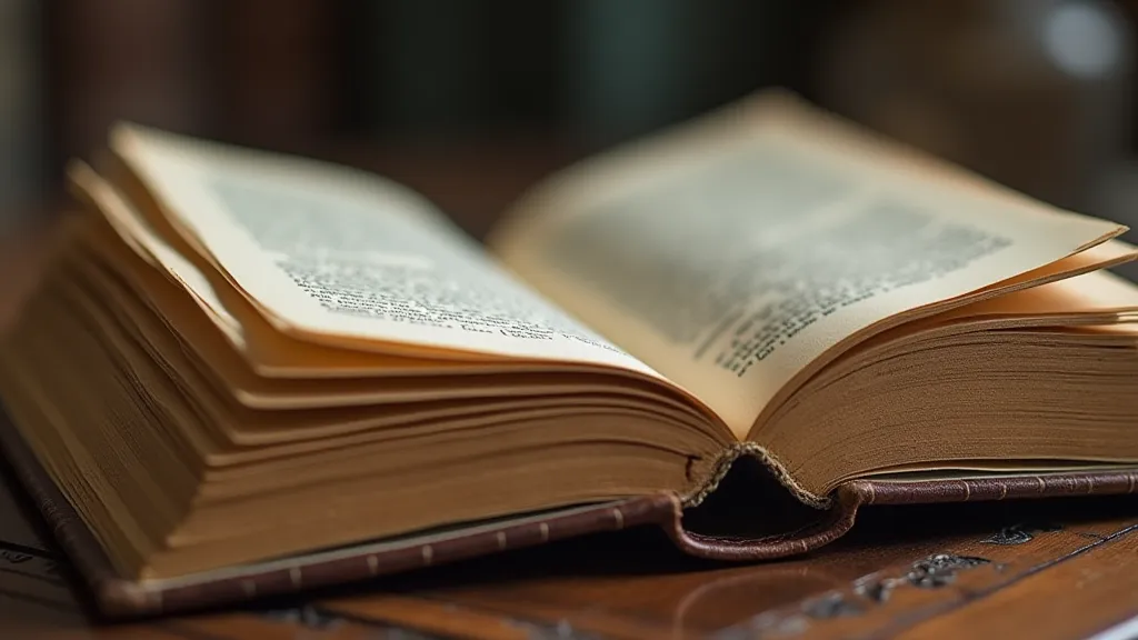 Vintage bookmark tucked into an old book