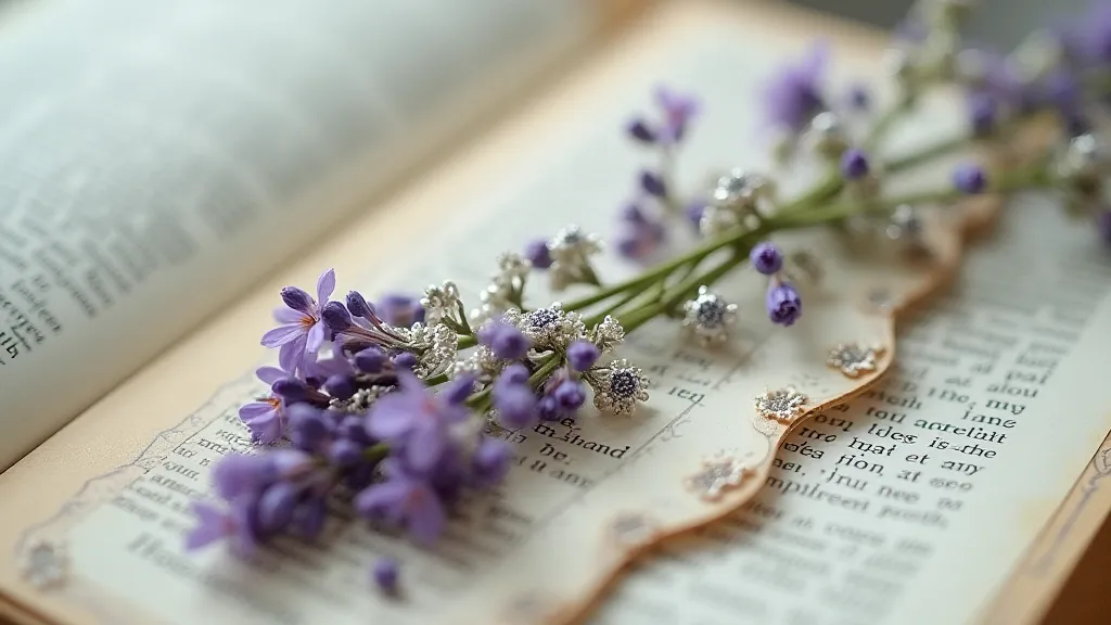 Vintage bookmark with lavender filigree