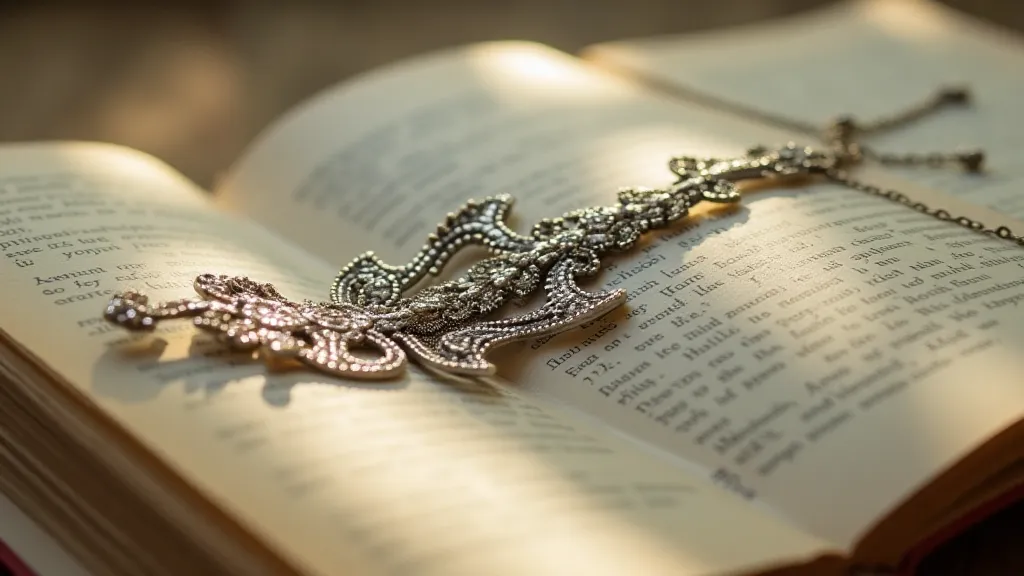 Silver filigree bookmark on old paper