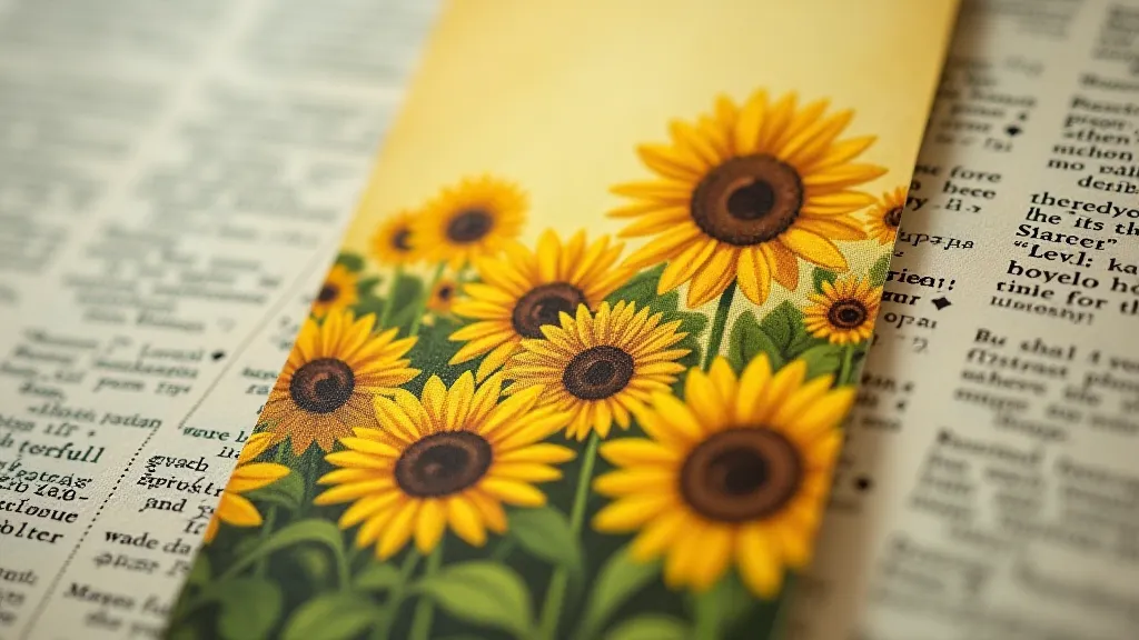 Vintage bookmark with sunflowers