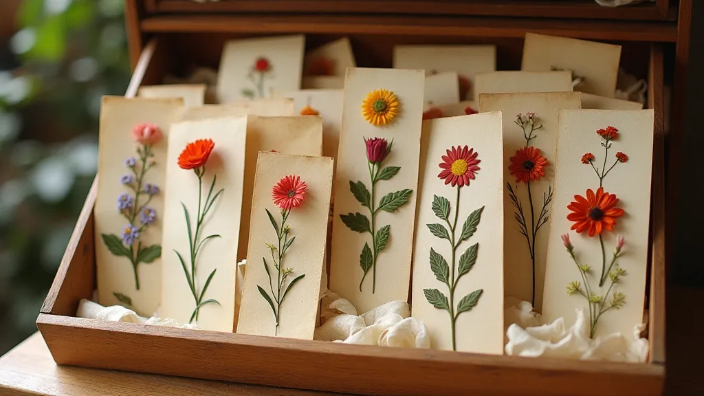 Collection of vintage pressed flower bookmarks