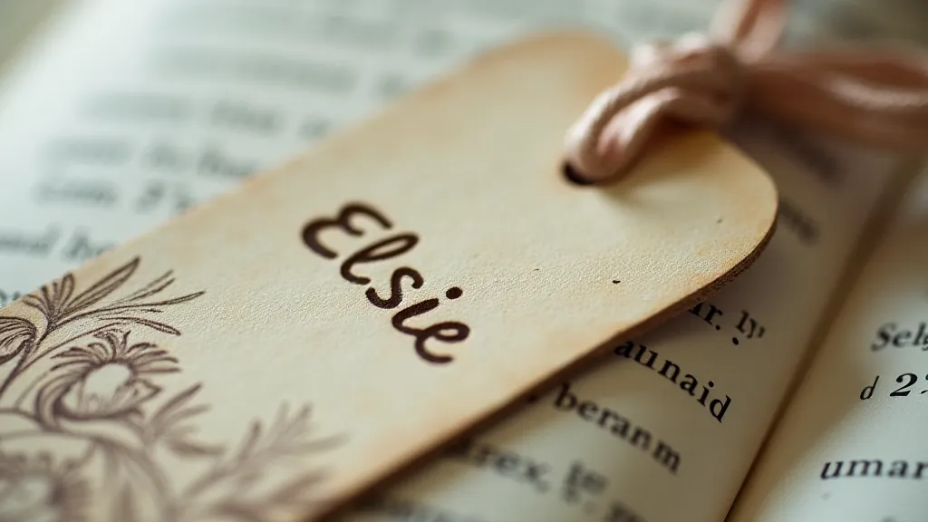 Vintage bookmark with embossed flowers and Elsie's name