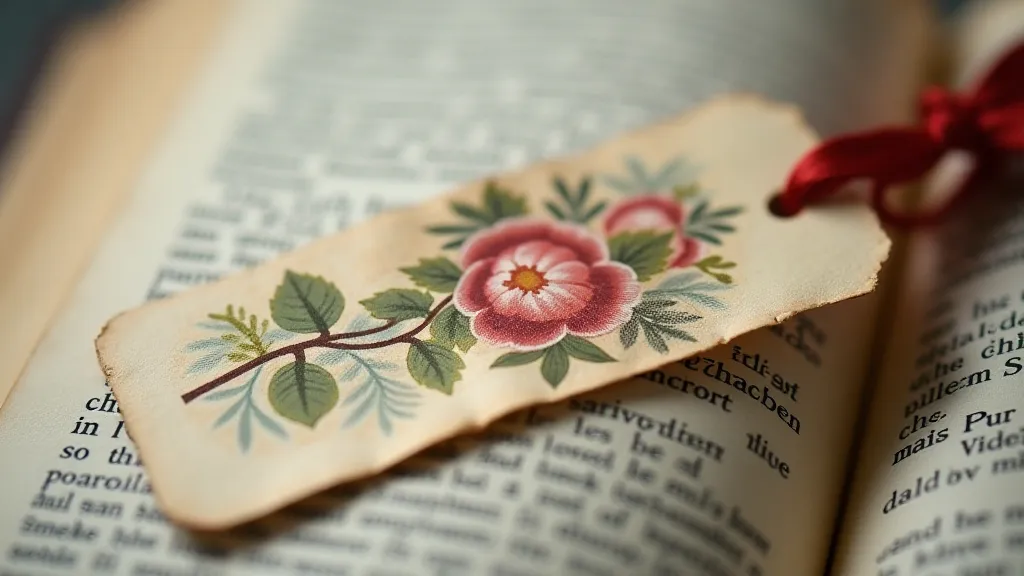 Vintage bookmark with floral design